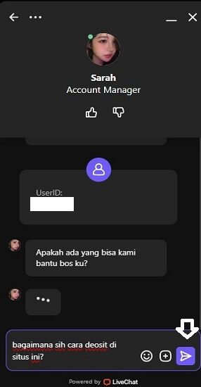 ajukan pertanyaan di menu live chat
